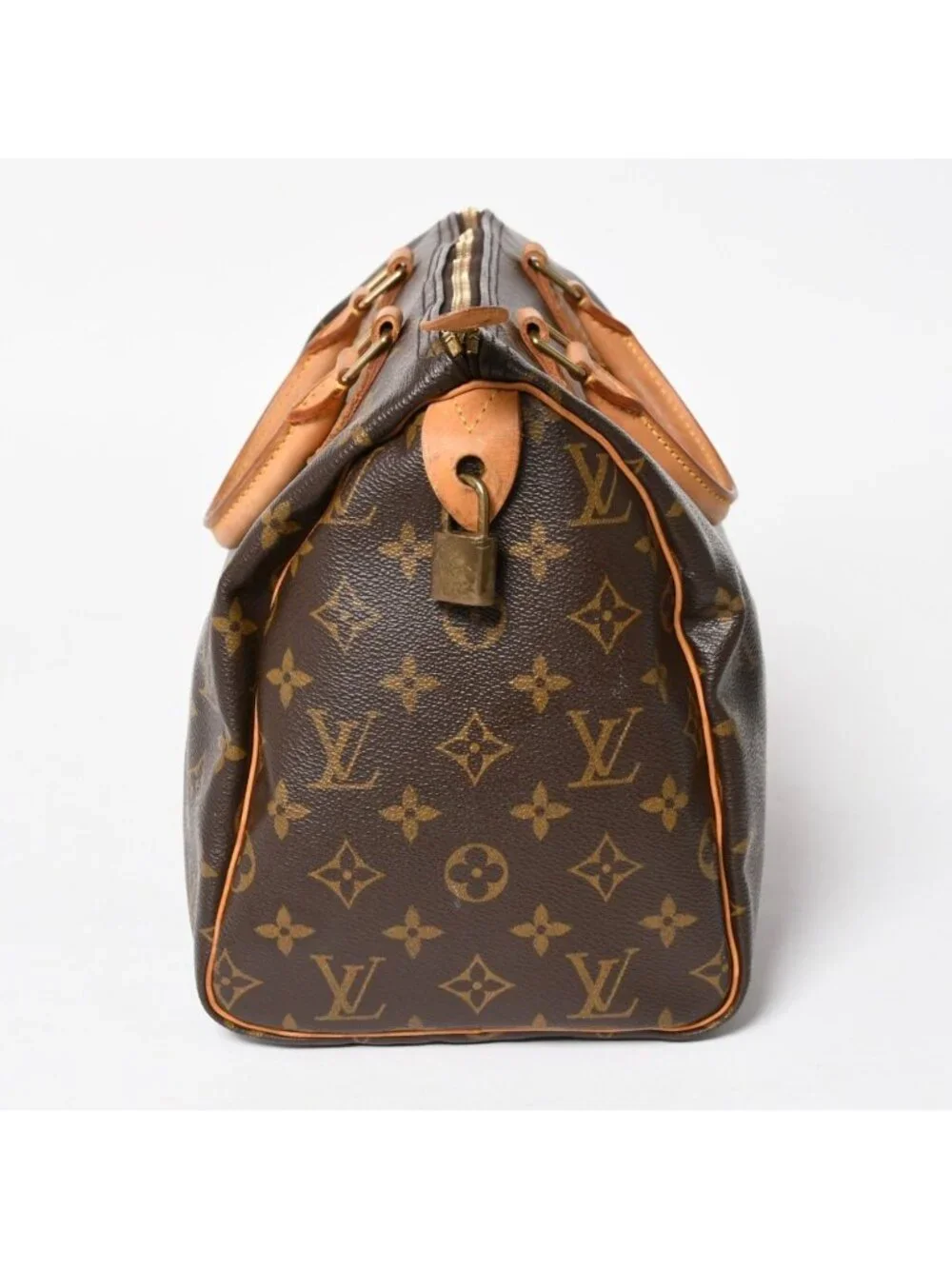 Louis Vuitton Speedy 30 Handbag Monogram Brown Gold